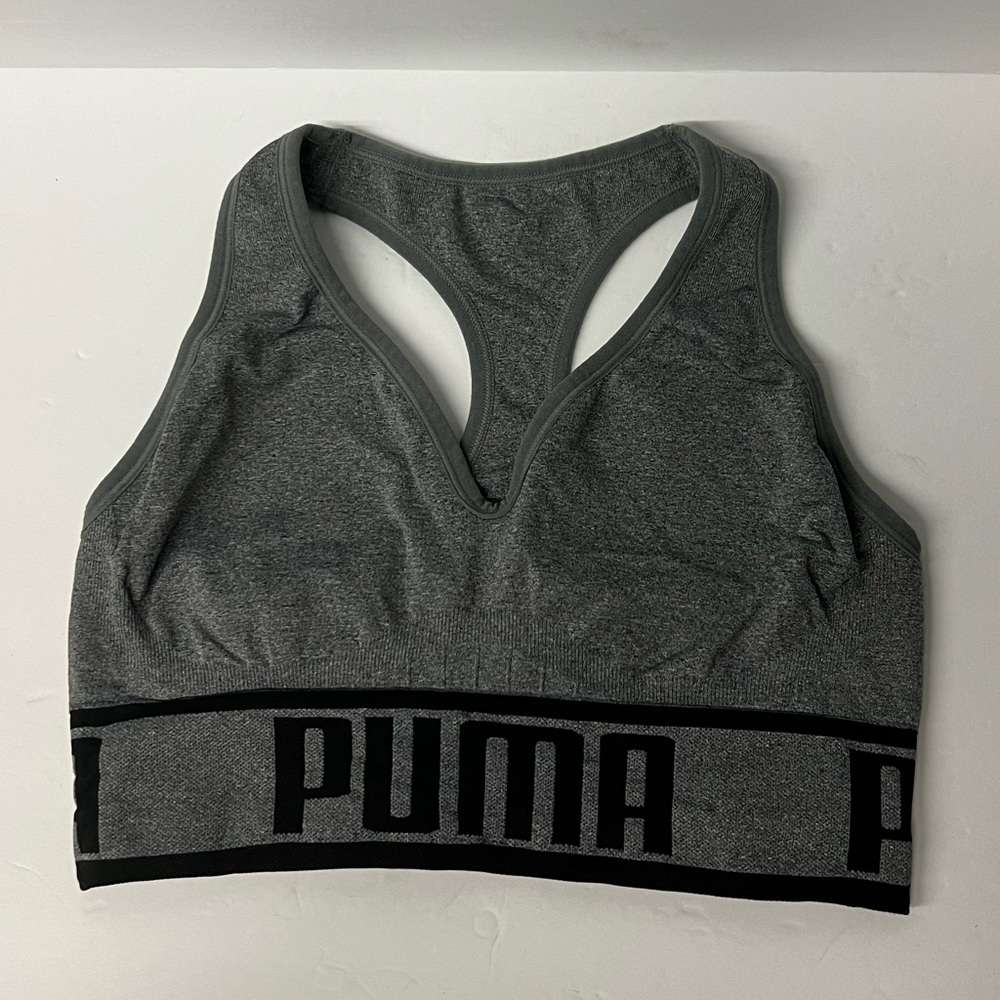 Puma sports bra black and gray medium